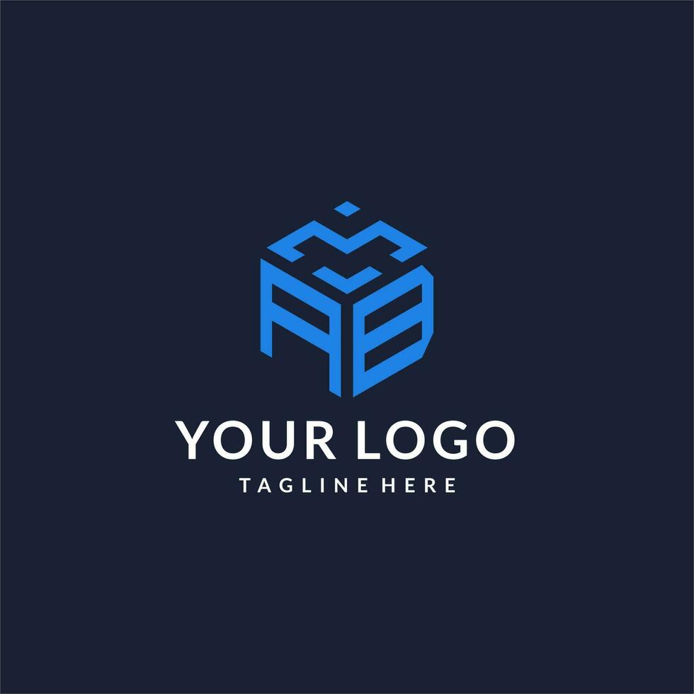 ab logo esagono disegni, migliore monogramma iniziale logo con esagonale forma design idee vettore