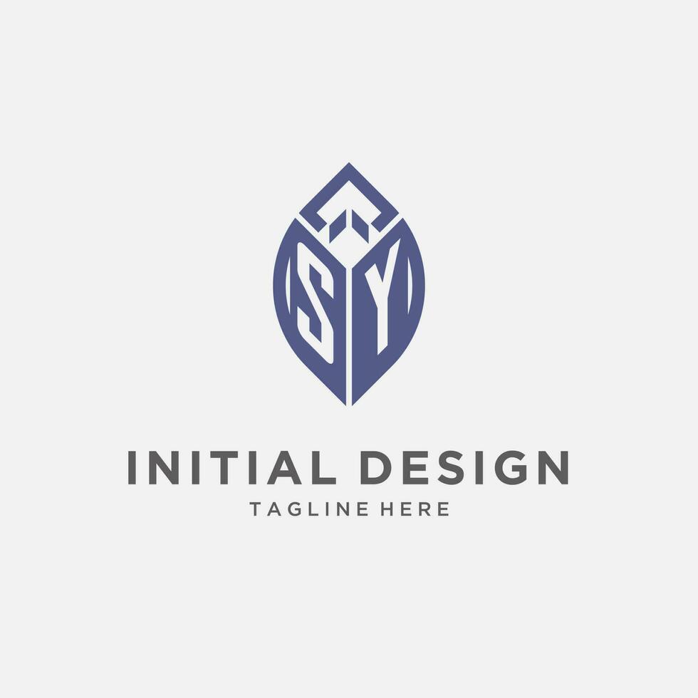 si logo con foglia forma, pulito e moderno monogramma iniziale logo design vettore