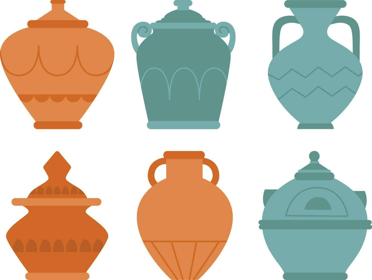 impostato di diverso ceramica vasi. vettore illustrazione nel piatto stile.