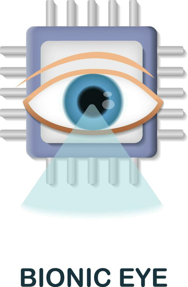 bionico occhio icona. 3d illustrazione a partire dal futuro tecnologia collezione. creativo bionico occhio 3d icona per ragnatela disegno, modelli, infografica e Di Più vettore