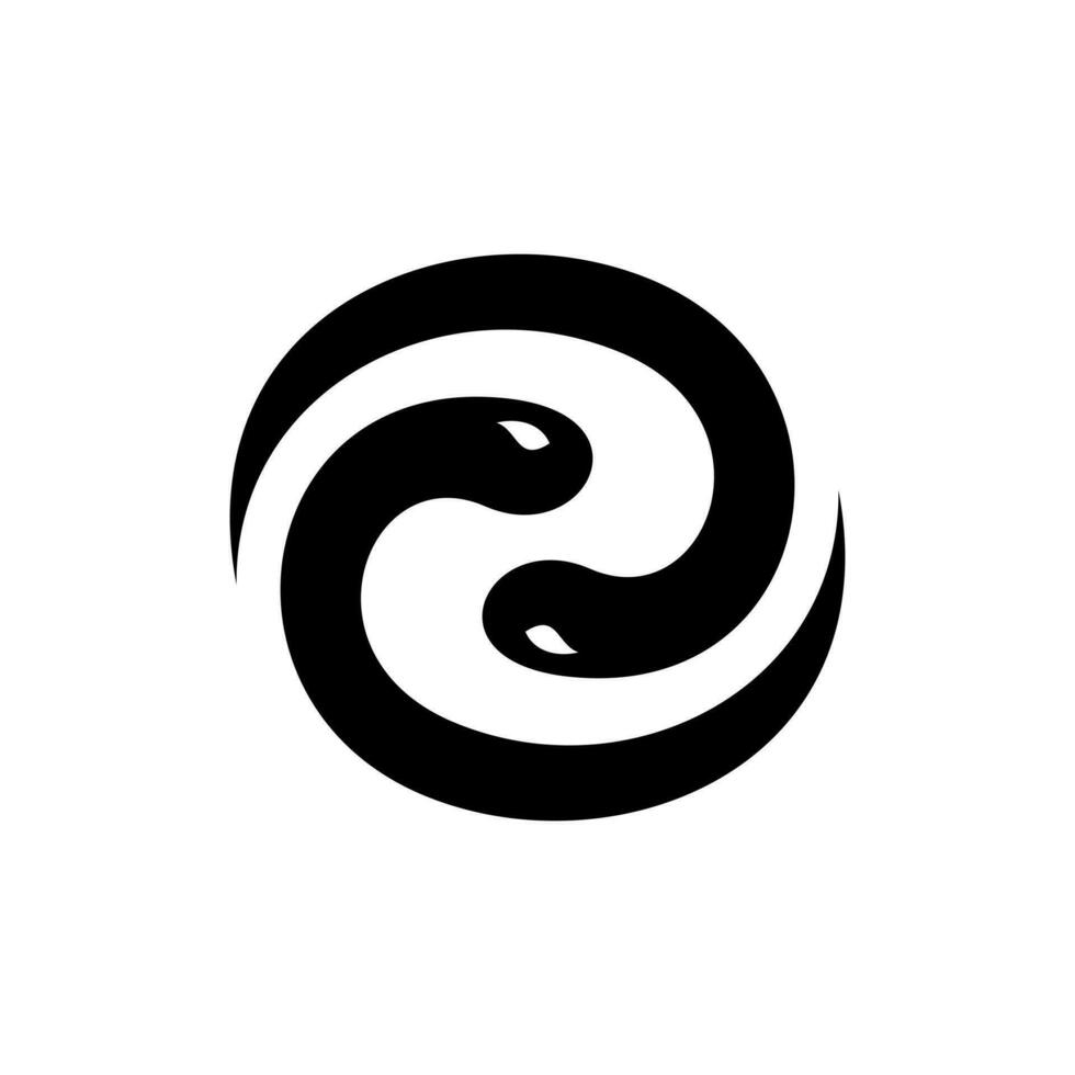 Due serpente animale cerchio semplice logo vettore