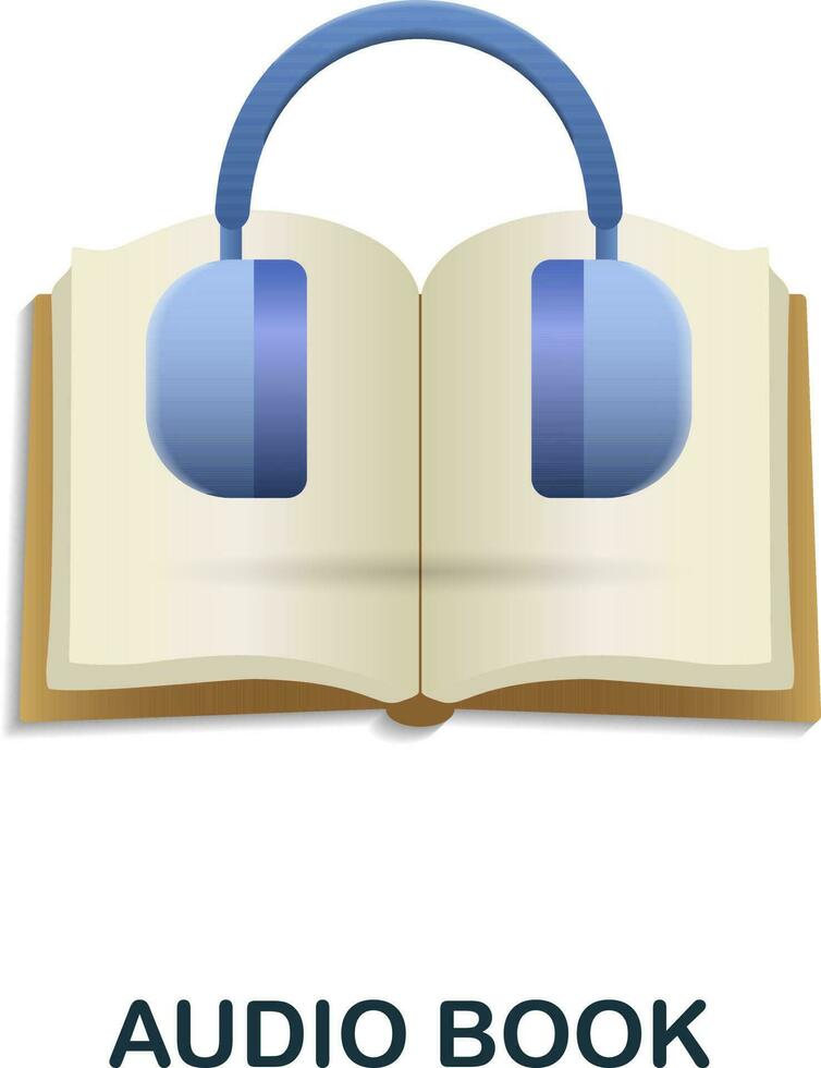 Audio libro icona. 3d illustrazione a partire dal e-learning collezione. creativo Audio libro 3d icona per ragnatela disegno, modelli, infografica e Di Più vettore