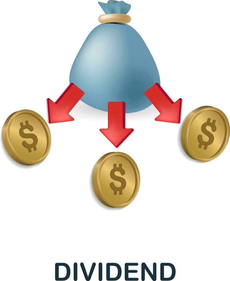 dividendo icona. 3d illustrazione a partire dal economico collezione. creativo dividendo 3d icona per ragnatela disegno, modelli, infografica e Di Più vettore