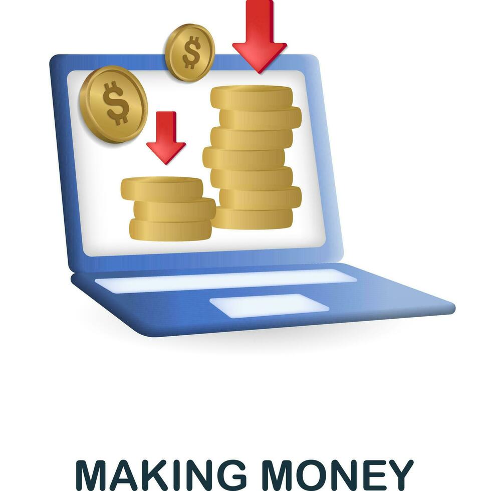 fabbricazione i soldi icona. 3d illustrazione a partire dal finanza gestione collezione. creativo fabbricazione i soldi 3d icona per ragnatela disegno, modelli, infografica e Di Più vettore