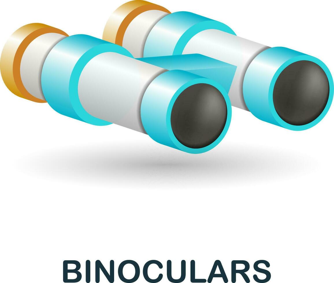 binocolo icona. 3d illustrazione a partire dal all'aperto ricreazione collezione. creativo binocolo 3d icona per ragnatela disegno, modelli, infografica e Di Più vettore