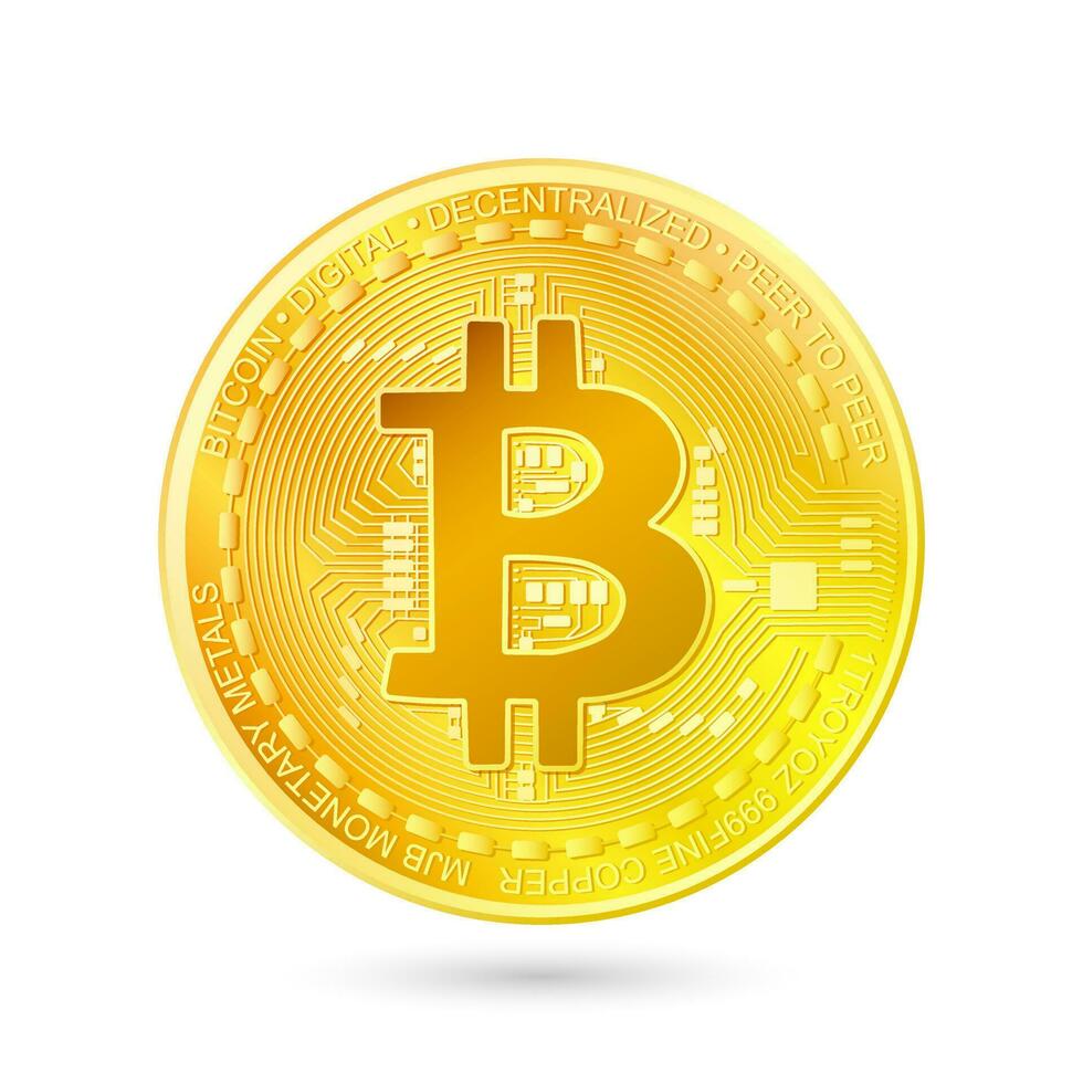 bitcoin oro moneta. 3d illustrazione, icona, vettore