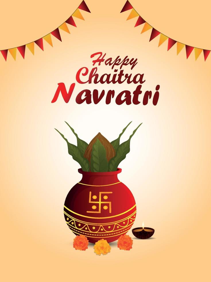 felice sfondo festa chaitra navratri con kalash vettoriale