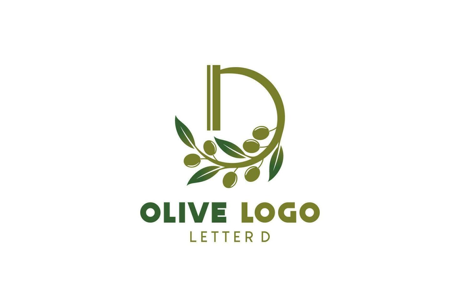 oliva logo design con lettera d concetto, naturale verde oliva vettore illustrazione