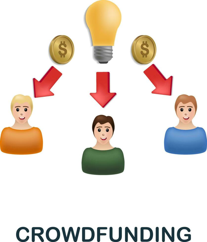 raccolta di fondi icona. 3d illustrazione a partire dal finanza gestione collezione. creativo raccolta di fondi 3d icona per ragnatela disegno, modelli, infografica e Di Più vettore