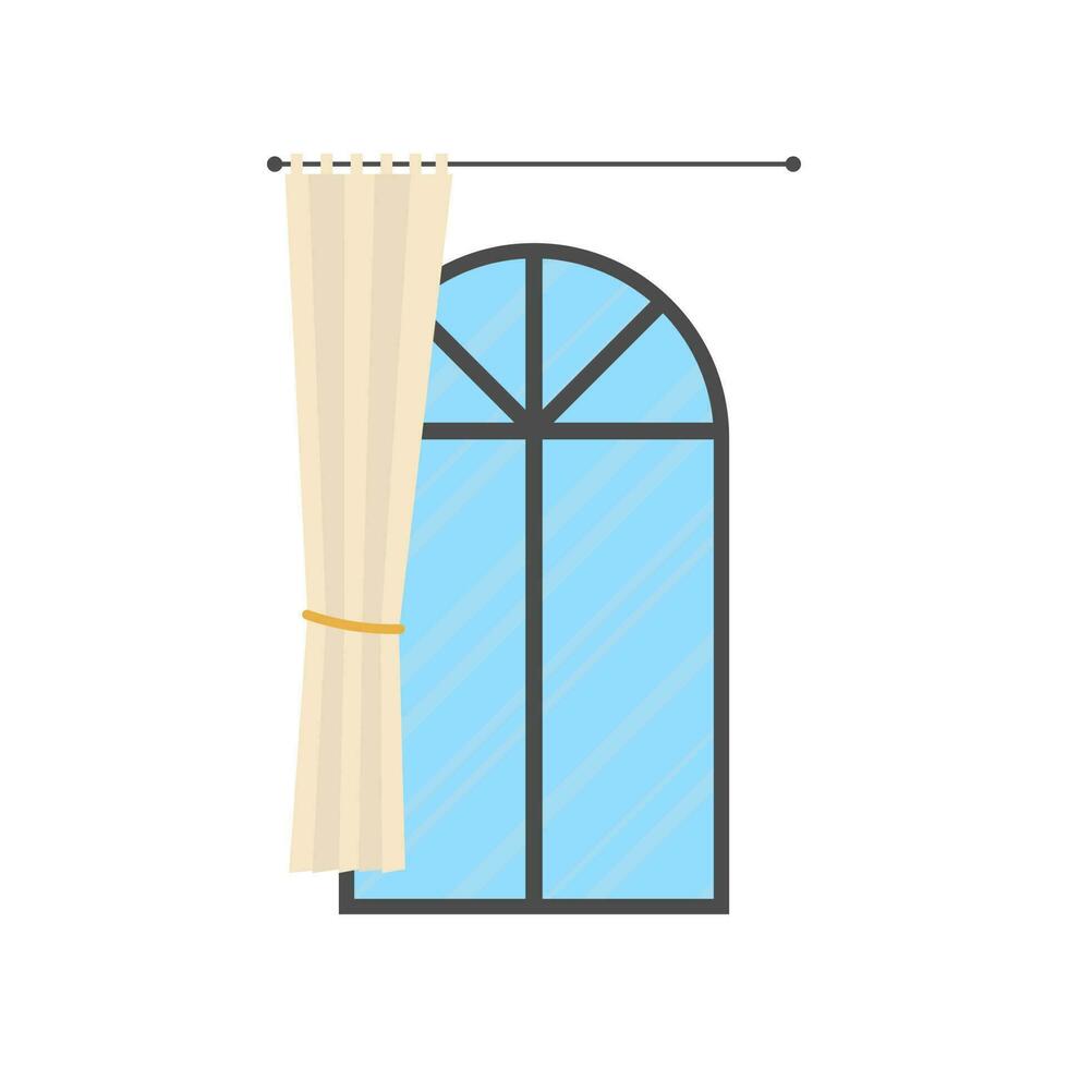 finestra con tenda. isolato cartone animato stile. vettore