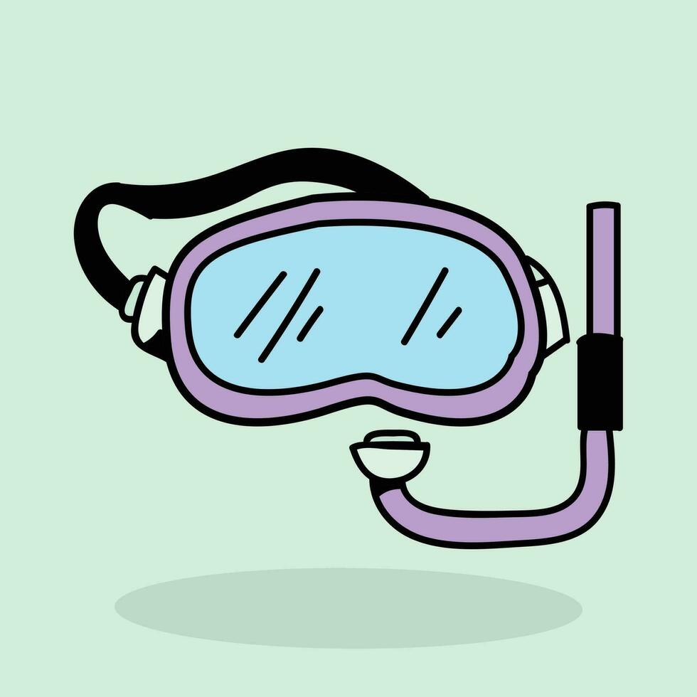 un' cartone animato di un' maschera per immersione e un' maschera per autorespiratore immersione vettore