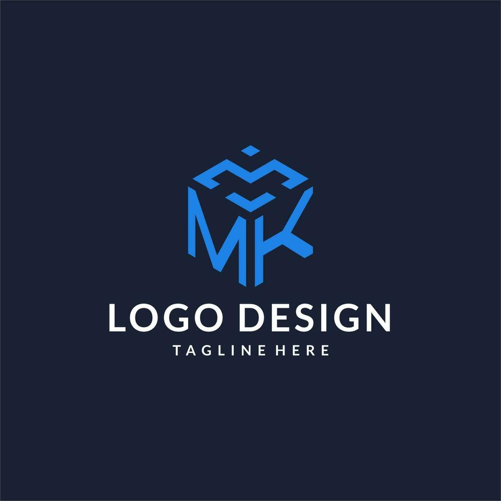 mk logo esagono disegni, migliore monogramma iniziale logo con esagonale forma design idee vettore