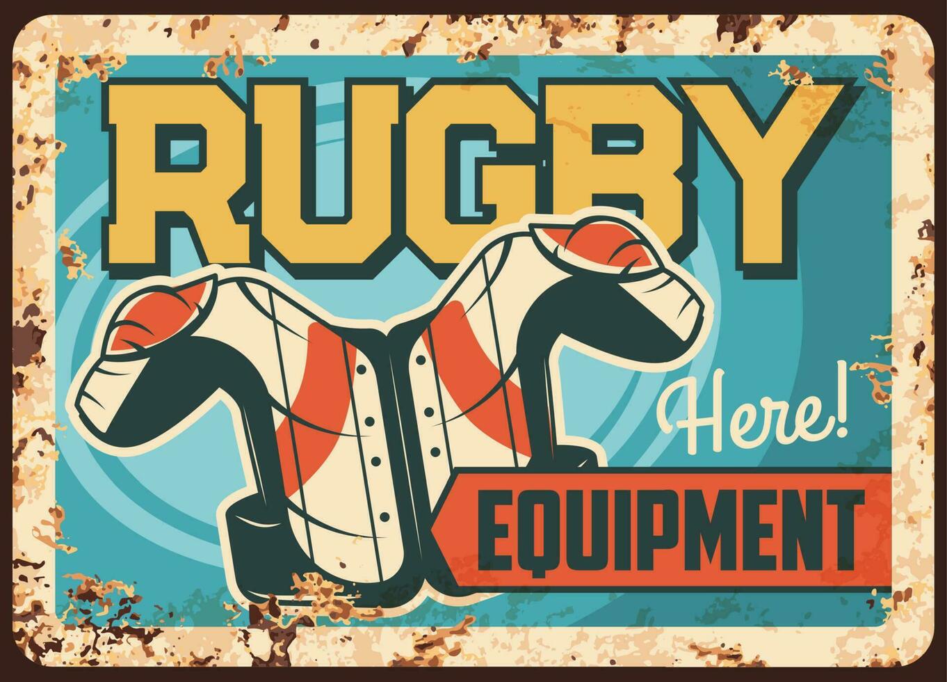 Rugby attrezzatura arrugginito metallo vettore piatto