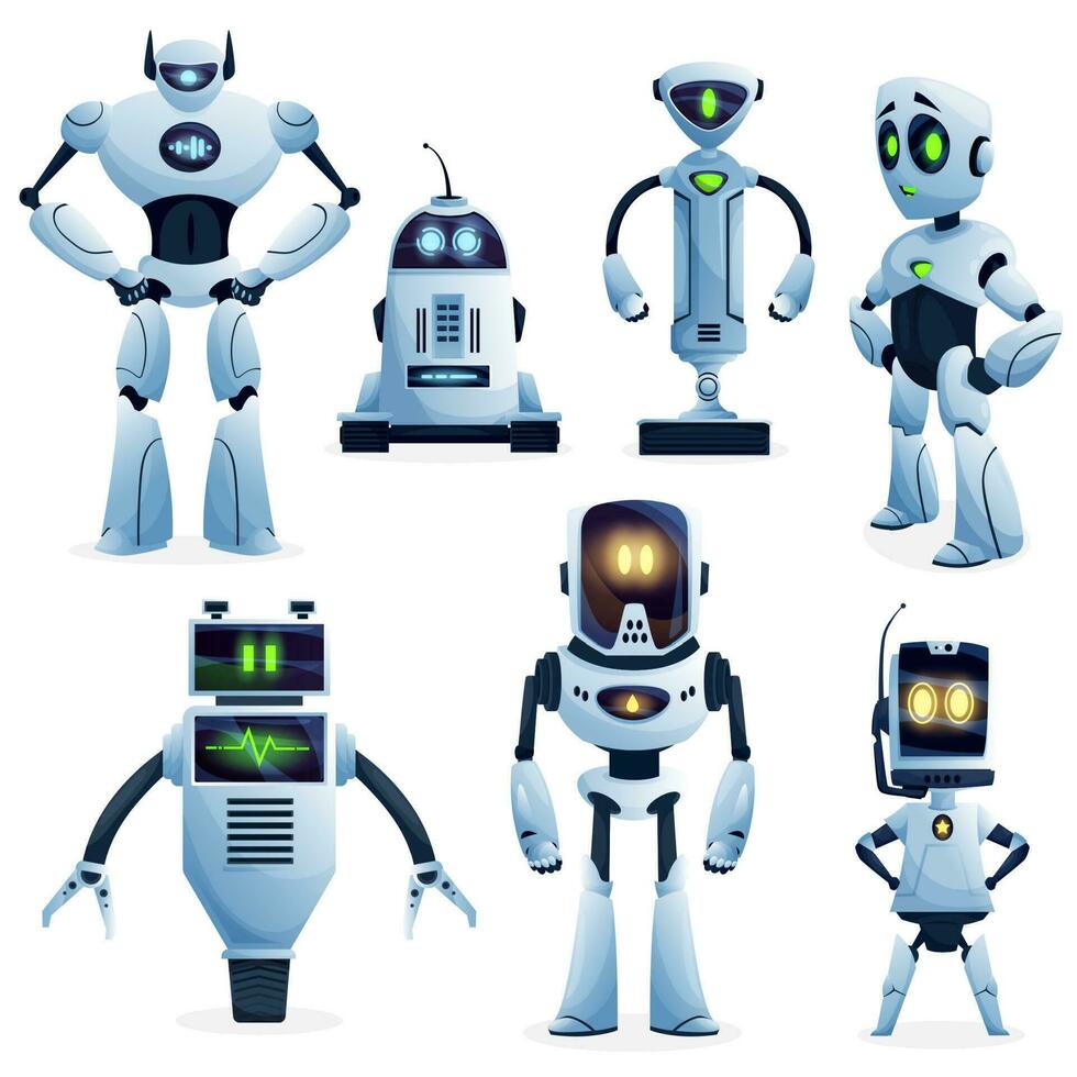 robot e artificiale intelligenza Bot personaggi vettore