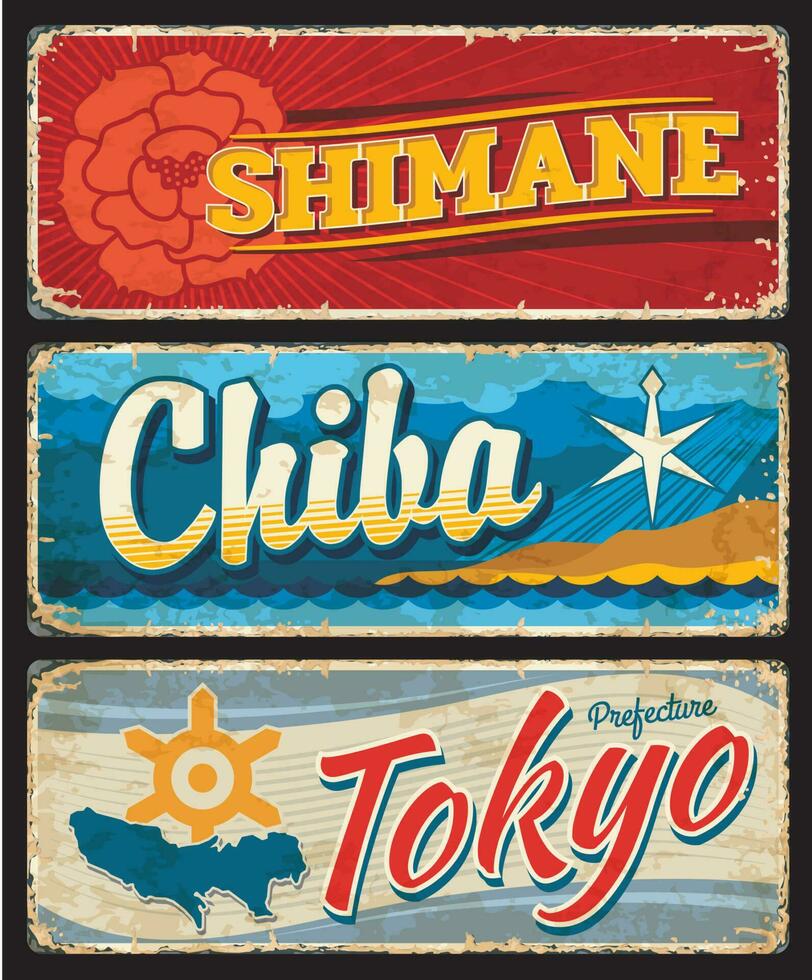 Chiba, tokyo e shimano Giappone territorio lattina segni vettore