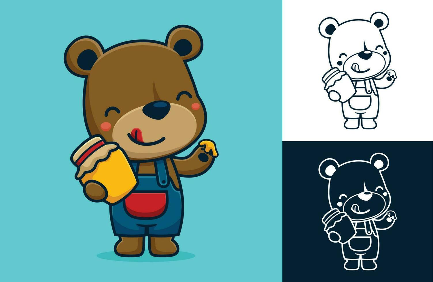 carino orso con miele barattolo. vettore cartone animato illustrazione nel piatto icona stile