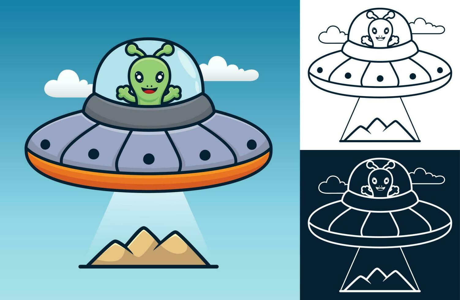 carino alieno invasione. vettore cartone animato illustrazione nel piatto icona stile