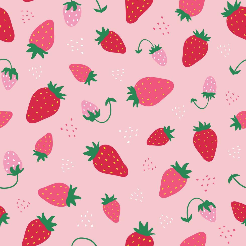 carino senza soluzione di continuità modello di dolce fragole. fragola sfondo per tessuti, decorativo carta. tessile Stampa per un' piccolo bambino. estate vettore sfondo.