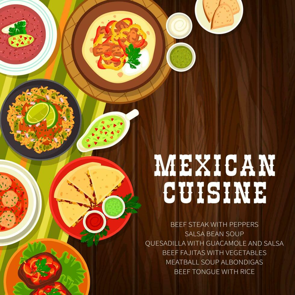 messicano cucina piatti e pasti menù vettore copertina