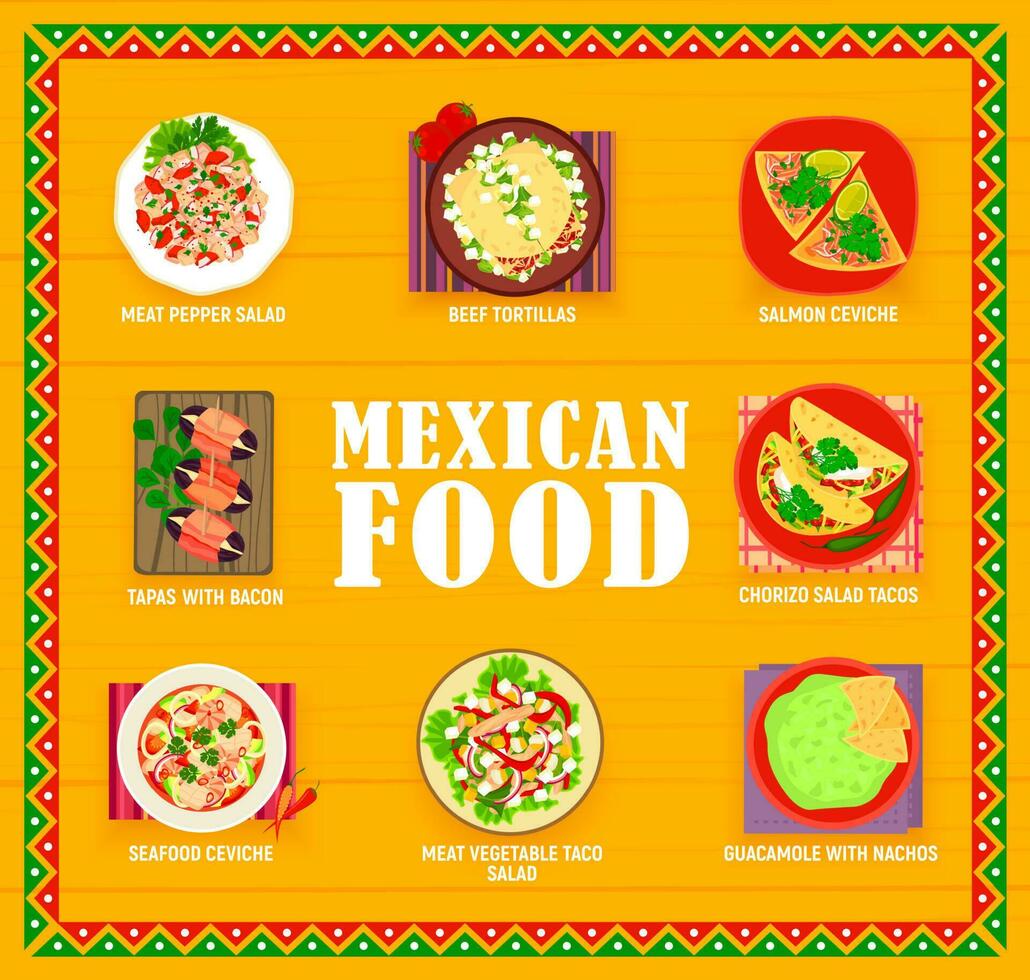 messicano cibo ristorante piatti menù vettore pagina
