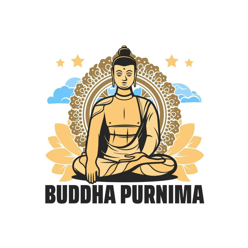 Budda purnima simbolo di buddismo religione vettore