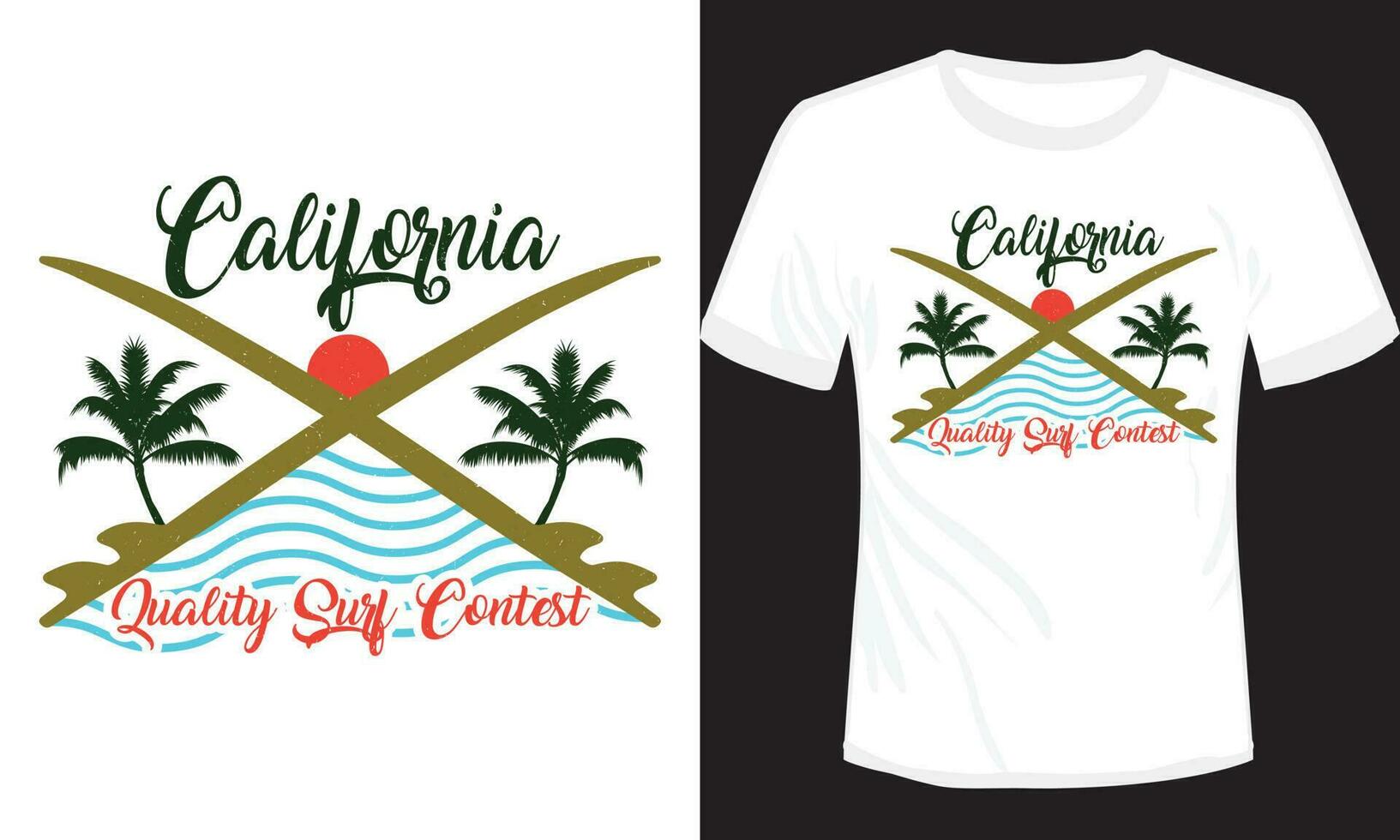 California Surf concorso maglietta design illustrazione vettore