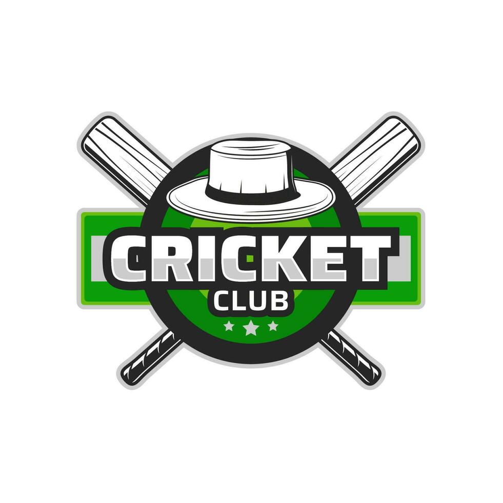 cricket club icona con attraversato pipistrelli e cappello vettore