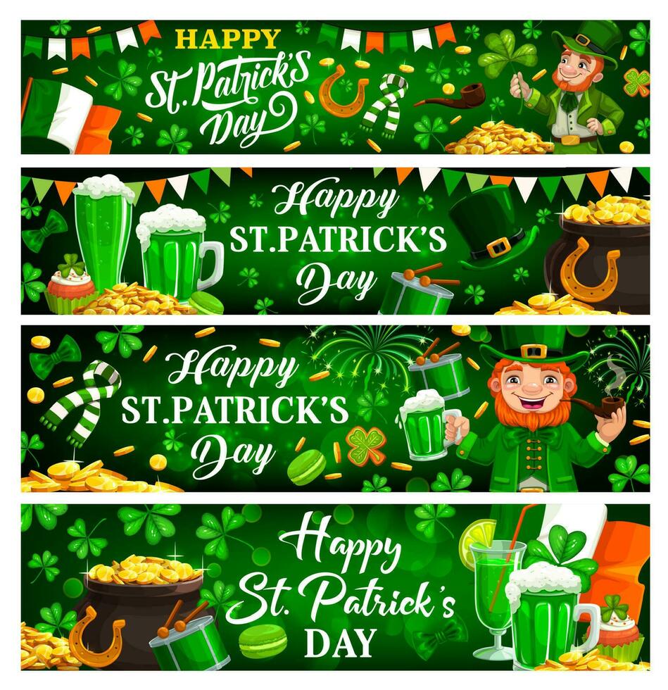 patricks giorno irlandesi vacanza verde banner vettore