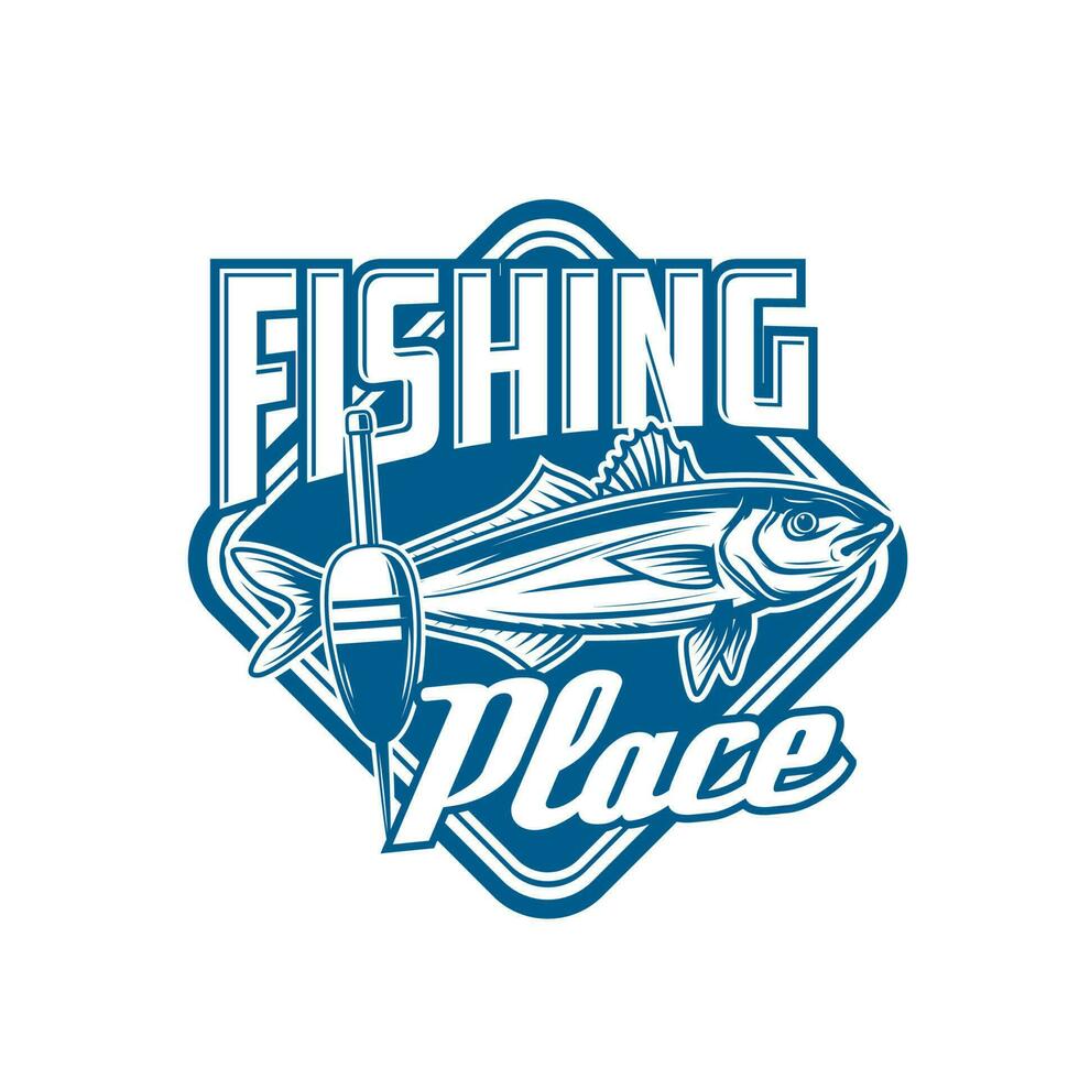 pesca sport icona con sgombro pesce e galleggiante vettore