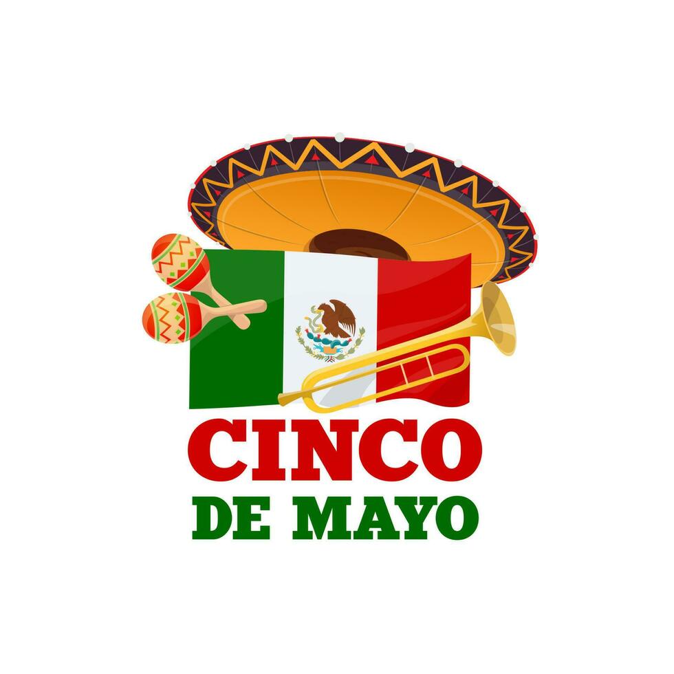 cinco de mayo vacanza musica e sombrero cappello vettore