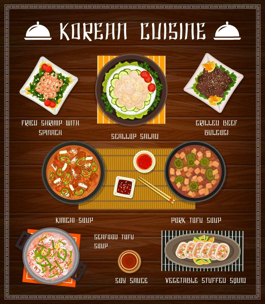 coreano cibo ristorante menù copertina vettore modello