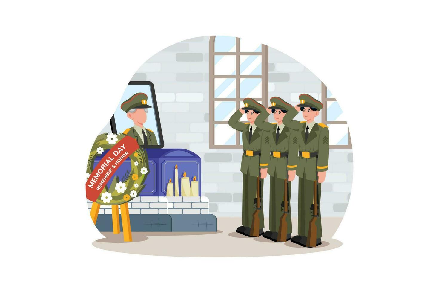 militare unità condotta memoriale cerimonie per ricorda loro caduto compagni. vettore