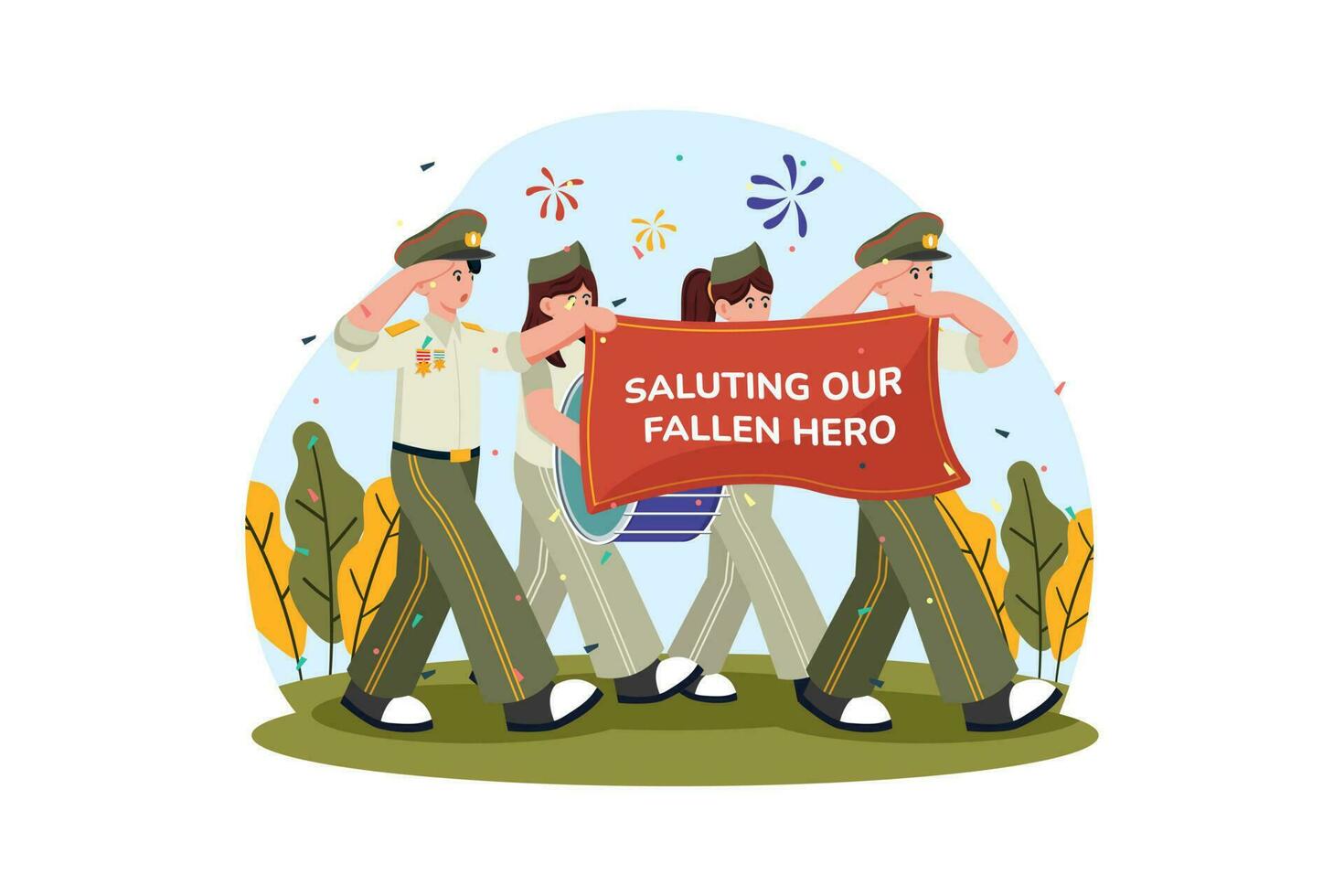 comunità hold sfilate e eventi per ricorda e pagare omaggio per caduto soldati. vettore
