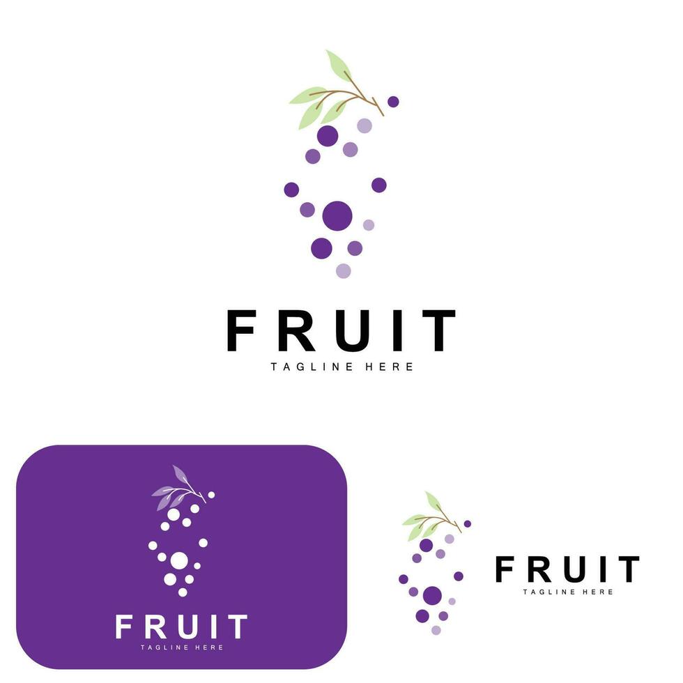 uva logo, azienda agricola frutta vettore, fresco viola frutta disegno, uva Prodotto icona, frutta negozio vettore