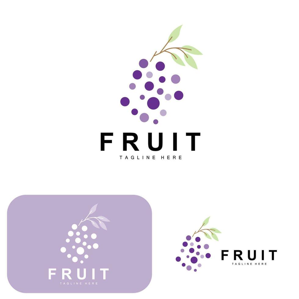 uva logo, azienda agricola frutta vettore, fresco viola frutta disegno, uva Prodotto icona, frutta negozio vettore