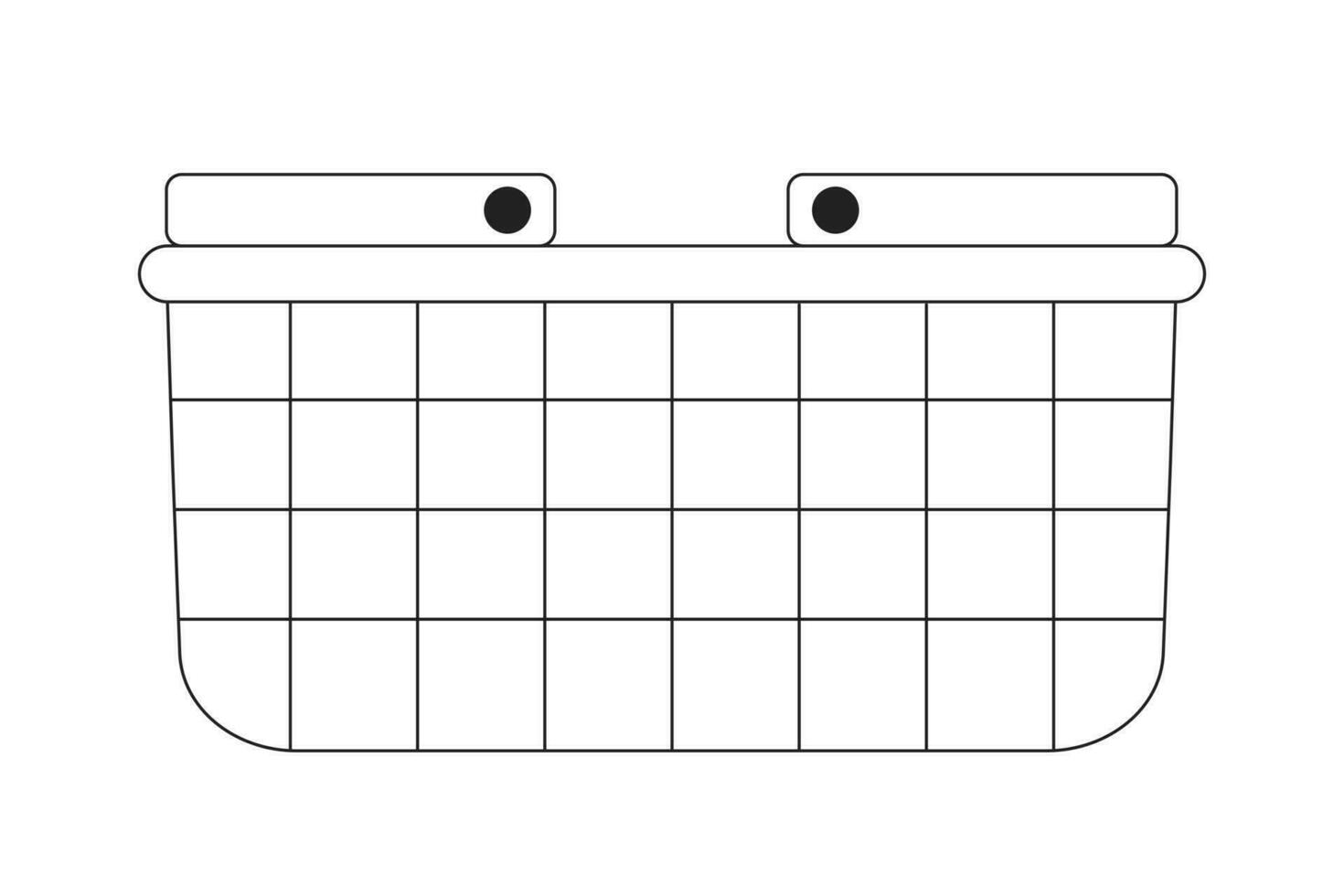 filo drogheria cestino con maniglie monocromatico piatto vettore oggetto. acquisti. modificabile nero e bianca magro linea icona. semplice cartone animato clip arte individuare illustrazione per ragnatela grafico design e animazione