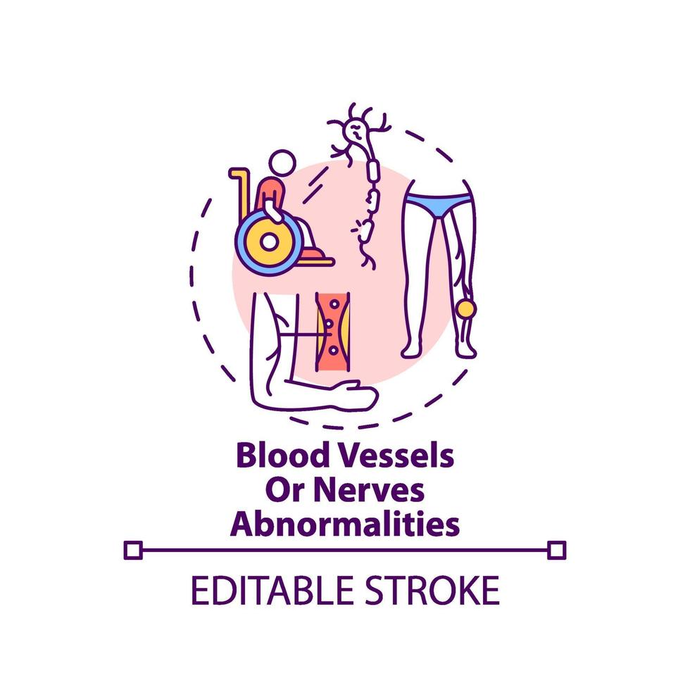 icona del concetto di anomalie dei vasi sanguigni e dei nervi vettore