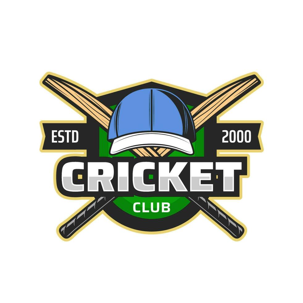 cricket club icona con sport elementi per torneo vettore