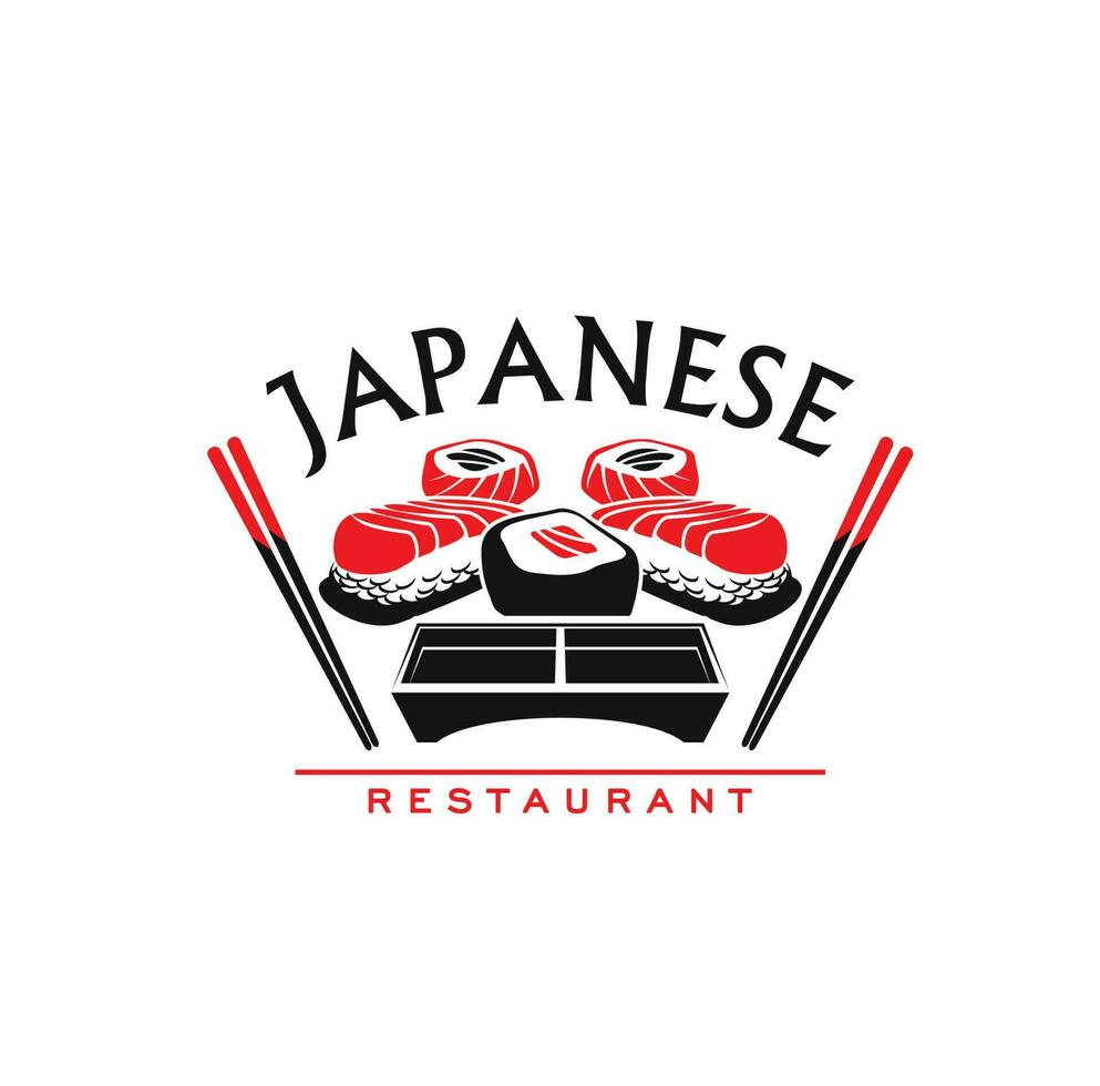 giapponese cucina ristorante icona, Sushi e rotoli vettore