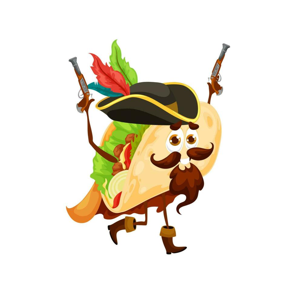 cartone animato messicano tacos pirata Capitano personaggio vettore