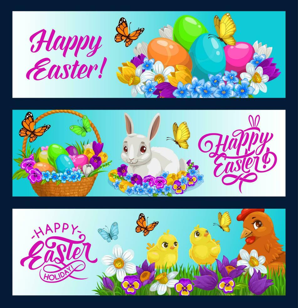 Pasqua coniglietto banner di uovo caccia religione vacanza vettore