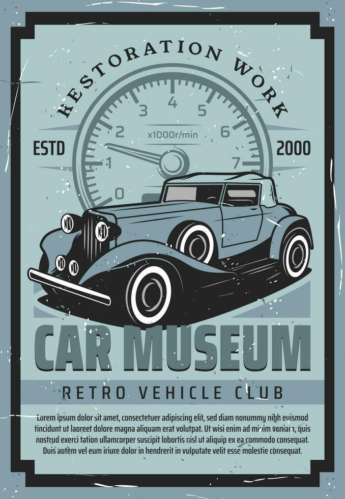 auto storia Museo esposizione vettore retrò manifesto