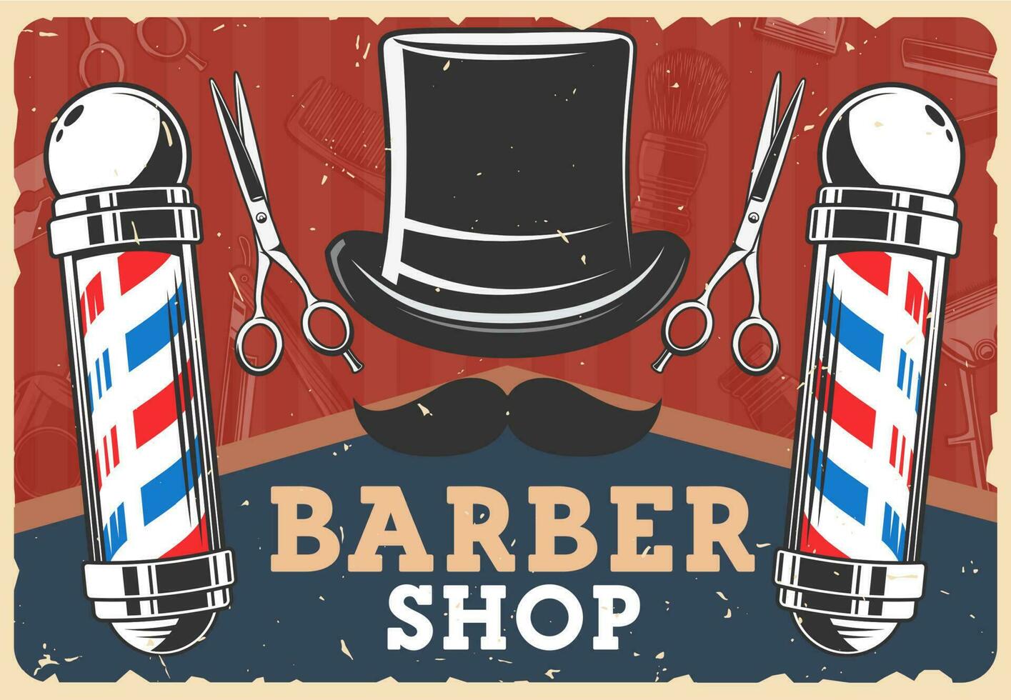 barbiere manifesto con parrucchiere salone poli vettore