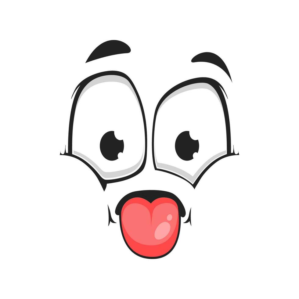 cartone animato viso mostrare rosa lingua, stuzzicando emozione vettore