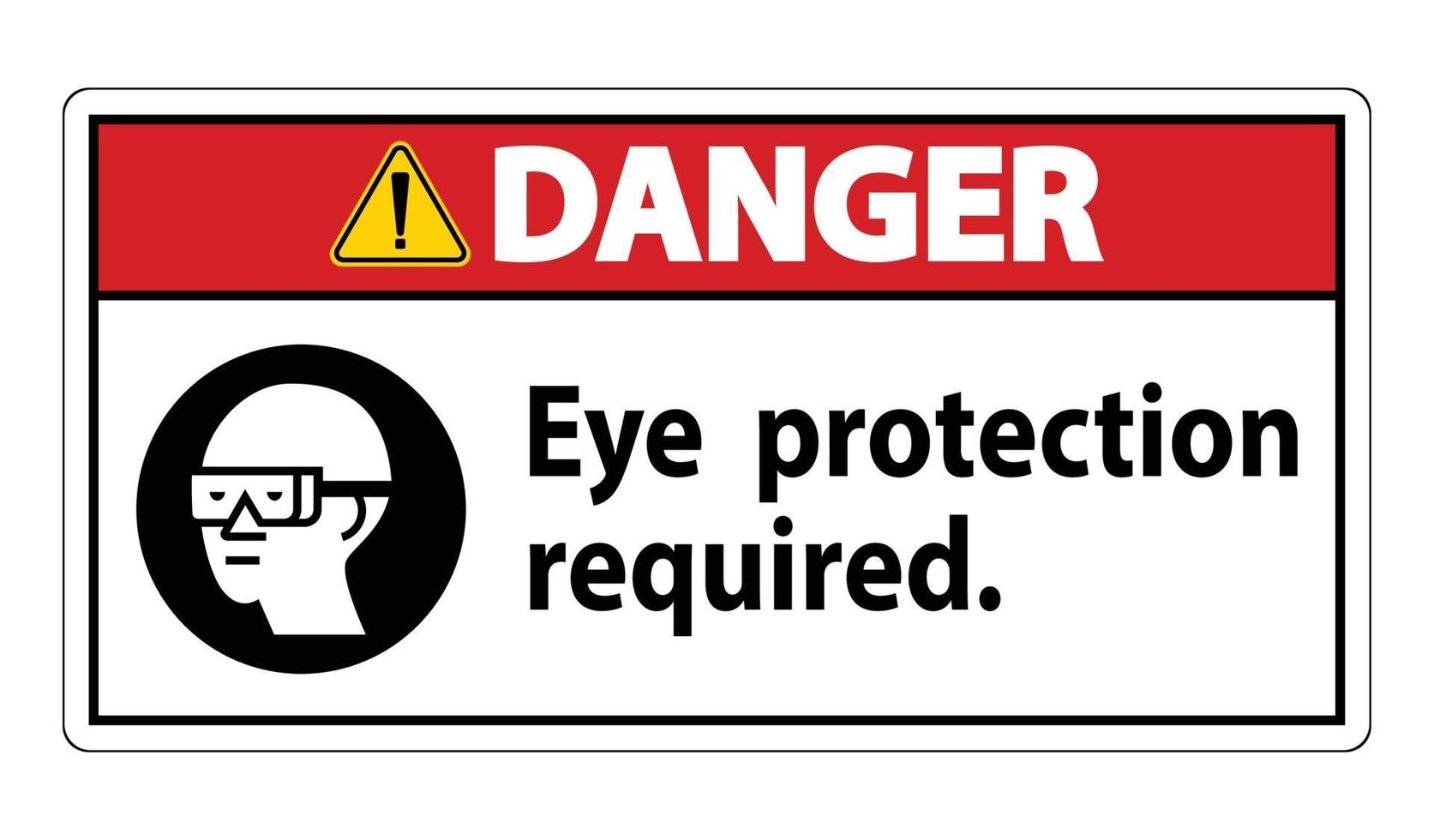segno di pericolo protezione per gli occhi necessaria simbolo isolare su sfondo bianco vettore