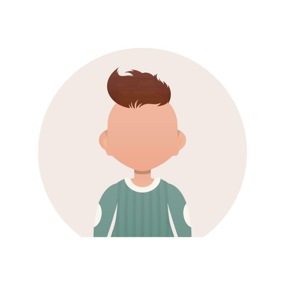 avatar di un' carino prescolastico ragazzo. isolato su bianca sfondo. cartone animato stile. vettore illustrazione.