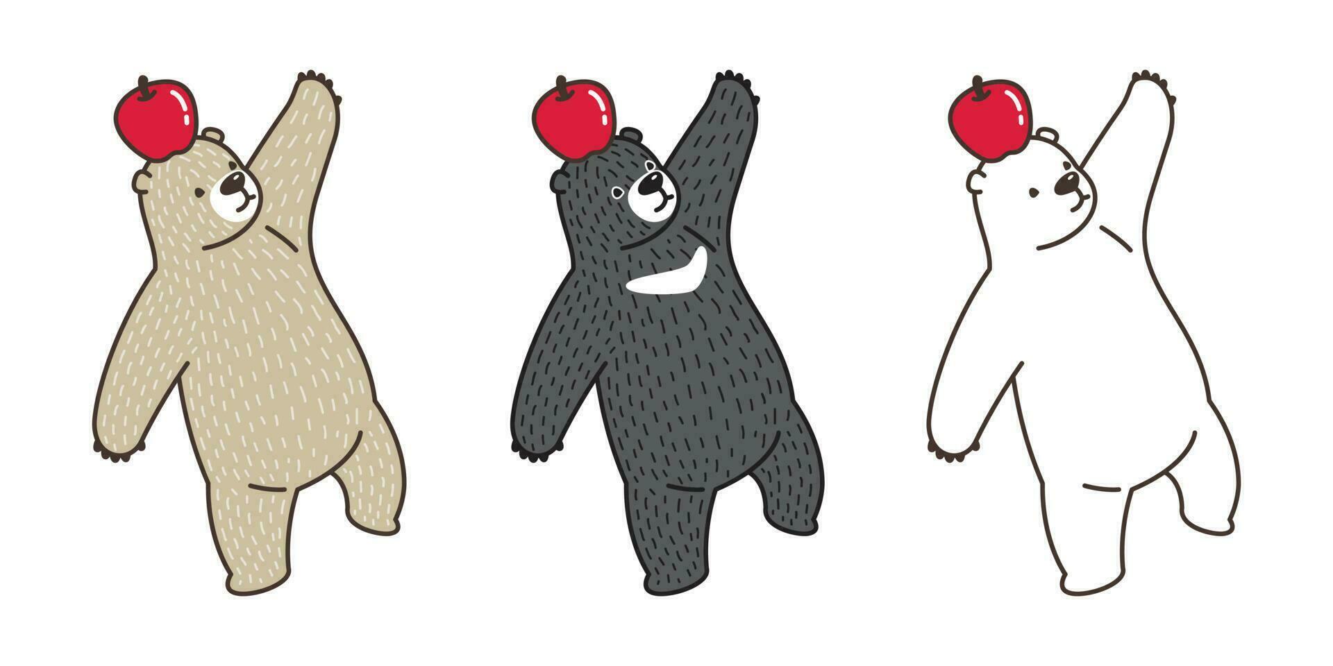 orso vettore polare orso Mela icona cartone animato personaggio illustrazione scarabocchio