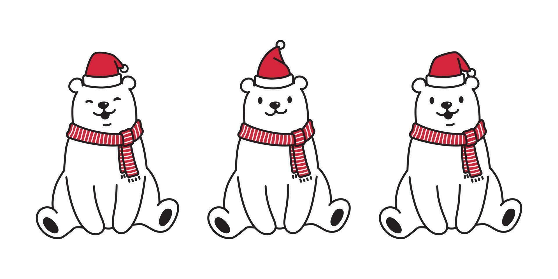 orso vettore polare orso Natale Santa Claus natale cappello sciarpa personaggio cartone animato icona logo illustrazione bianca