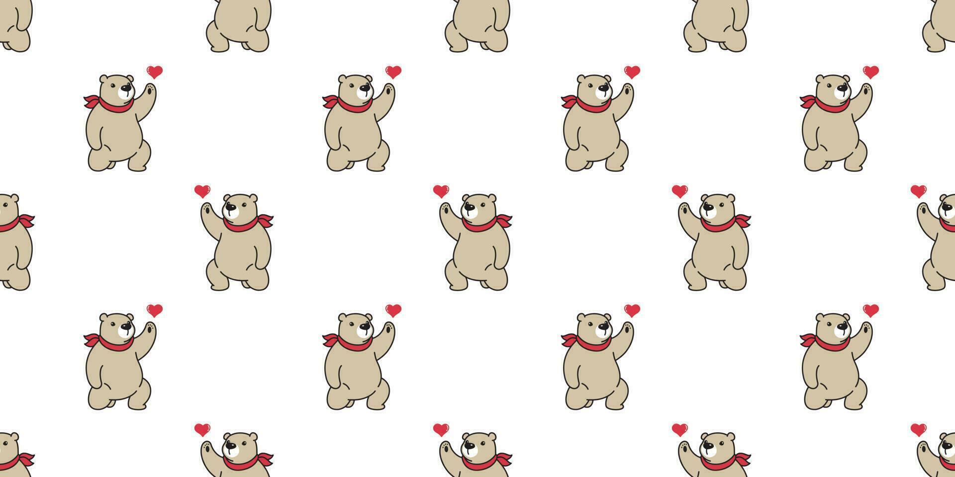 orso senza soluzione di continuità modello polare orso vettore San Valentino cuore panda orsacchiotto sciarpa cartone animato isolato piastrella sfondo ripetere sfondo illustrazione