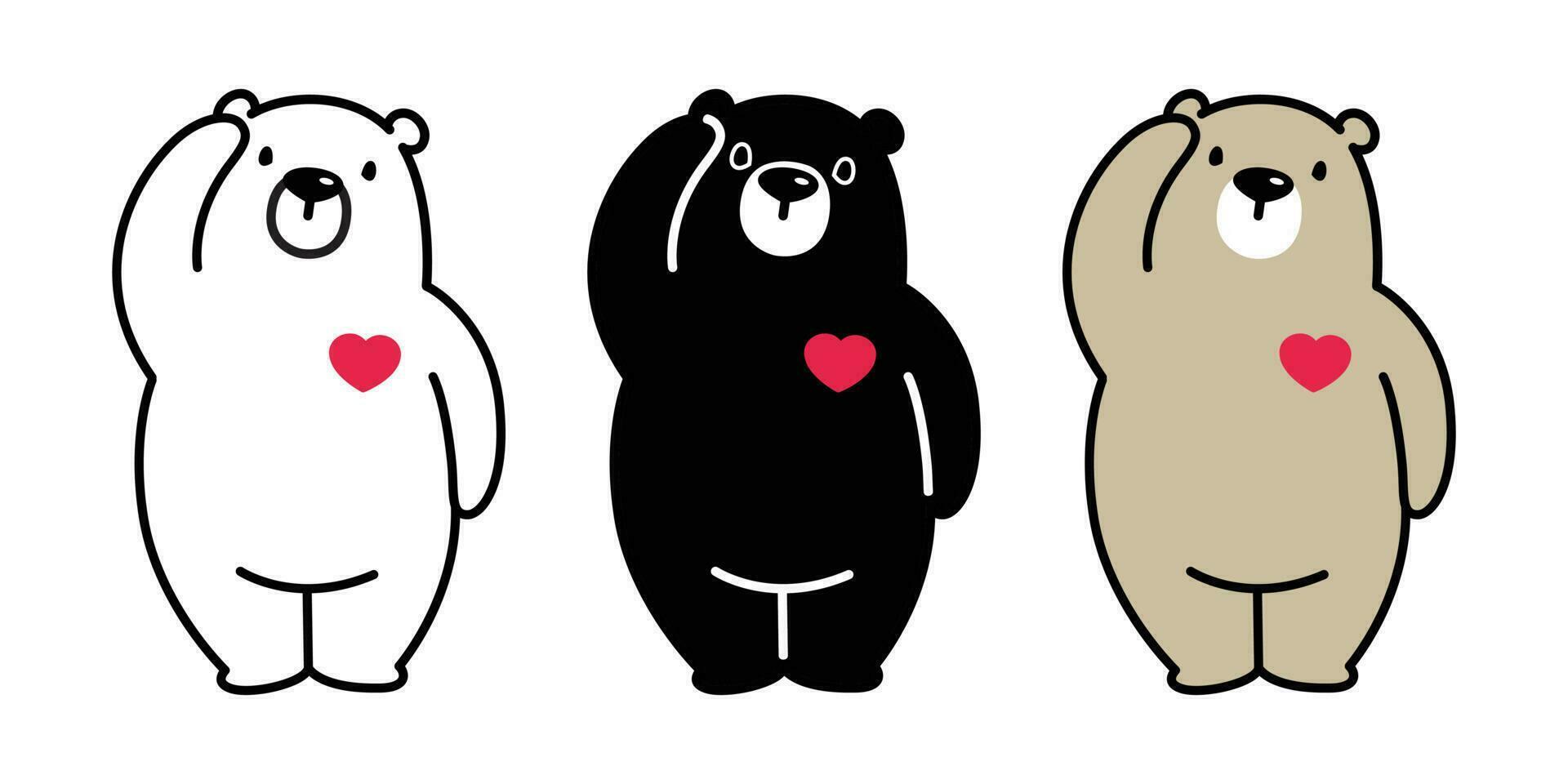 orso vettore polare orso icona logo panda illustrazione cuore amore San Valentino personaggio cartone animato